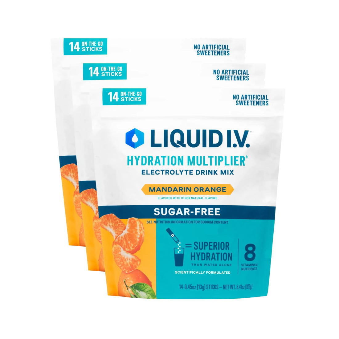 Liquid I.V.® Hydration Multiplier Sugar Free – Mandarin Orange | Electrolyte Powder Drink Mix | 3 Pack (42 Servings) Liquid I.V.Buy Supplements Australia