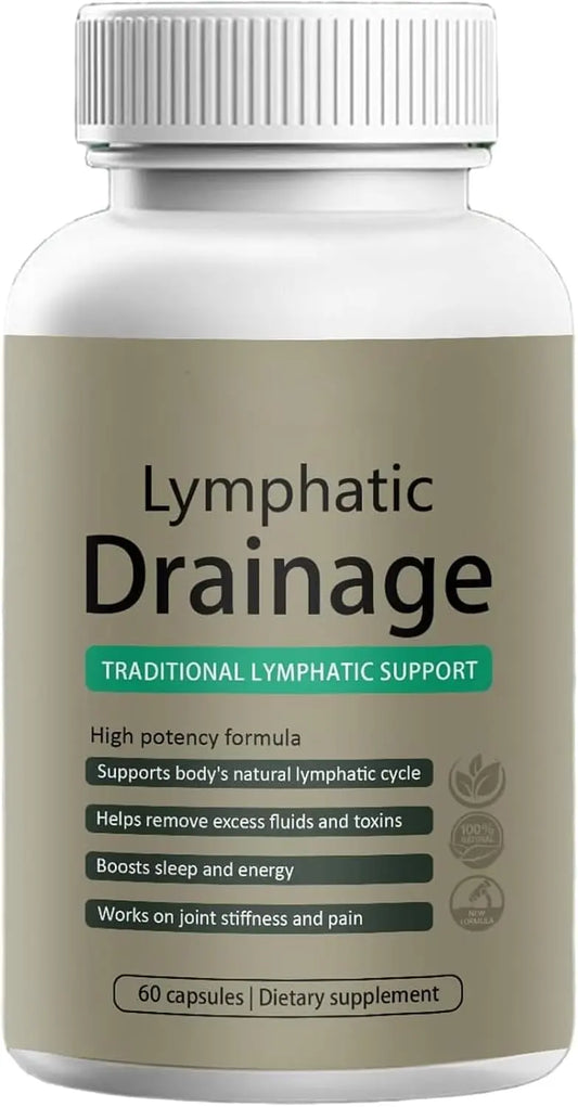Supplement bottle labeled 'Lymphatic Drainage' on a white background