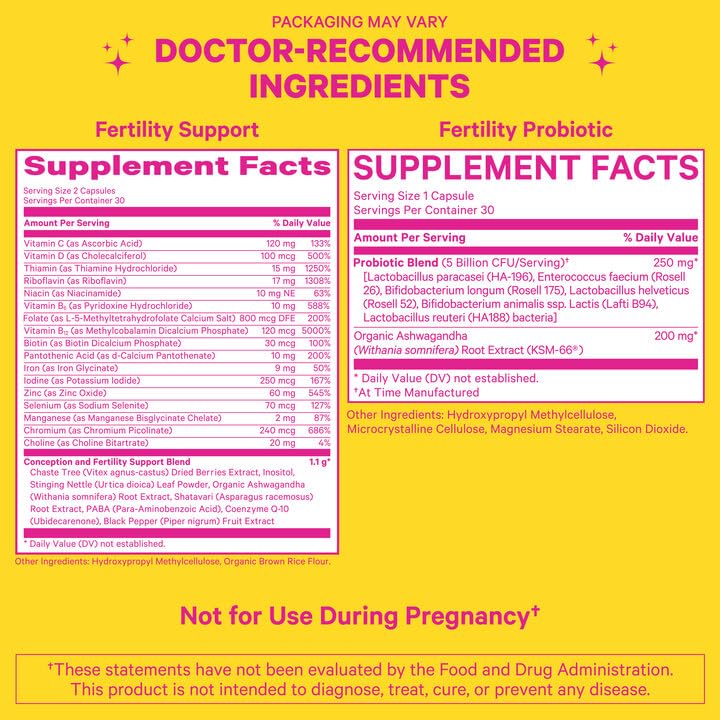 Pink Stork Fertility Supplement for Women and Probiotics for Conception, Support Hormone Balance Pink Stork