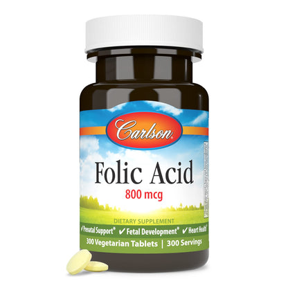 Carlson - Folic Acid, 800 mcg, Provides Important Prenatal Support, 300 tablets Carlson
