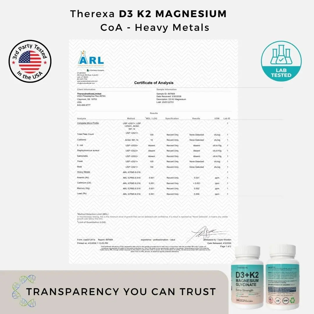 THEREXA Vitamin D3 K2 Magnesium Supplement - Extra Strength with 10000 IU Vitamin D3, Magnesium Glycinate and 200 mcg K2 MK-7 Vitamin Supplements Complex, for Women & Men - 300 Softgels THEREXA buy supplements Au