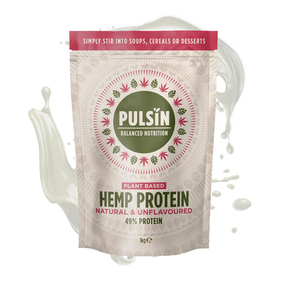 Pulsin - Natural Unflavoured Vegan Hemp Protein Powder - 1kg - 4.9g Protein, 0.4g Carbs, 35 Kcal Per Serving Pulsin