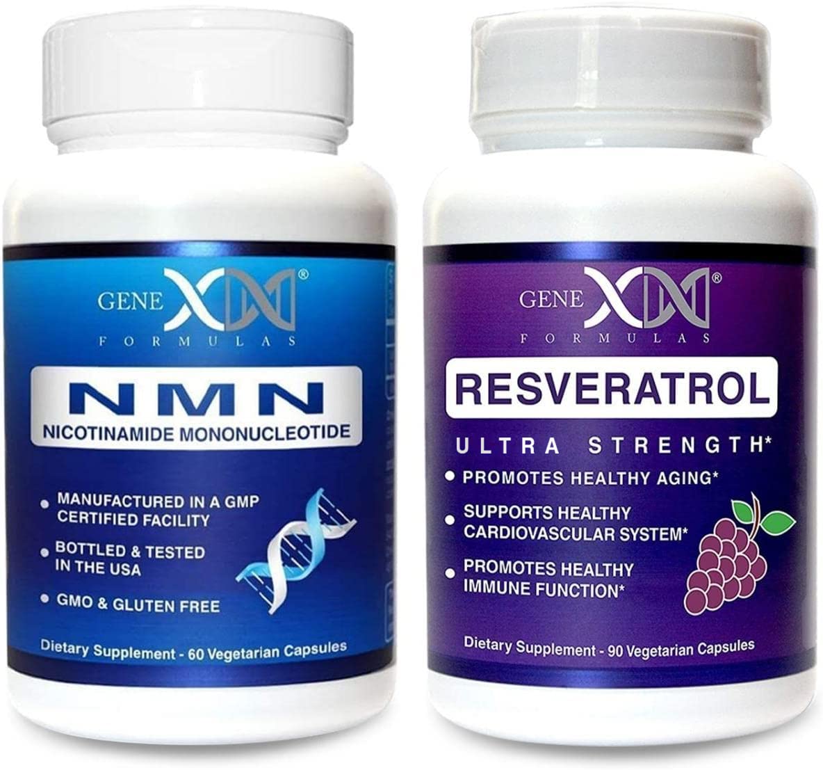 Genex Formulas NMN and Resveratrol Dynamic Duo Supplements | 250mg NAD+ Precursor and Ultra Strength 1500mg Resveratrol w/BioPerine, for Healthy Aging Support Genex FormulasBuy Supplements Australia
