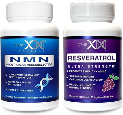 Genex Formulas NMN and Resveratrol Dynamic Duo Supplements | 250mg NAD+ Precursor and Ultra Strength 1500mg Resveratrol w/BioPerine, for Healthy Aging Support Genex FormulasBuy Supplements Australia