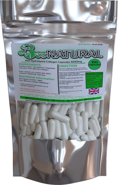 100 Hydrolyzed Collagen Capsules 1000mg Bee-natural Bee-natural