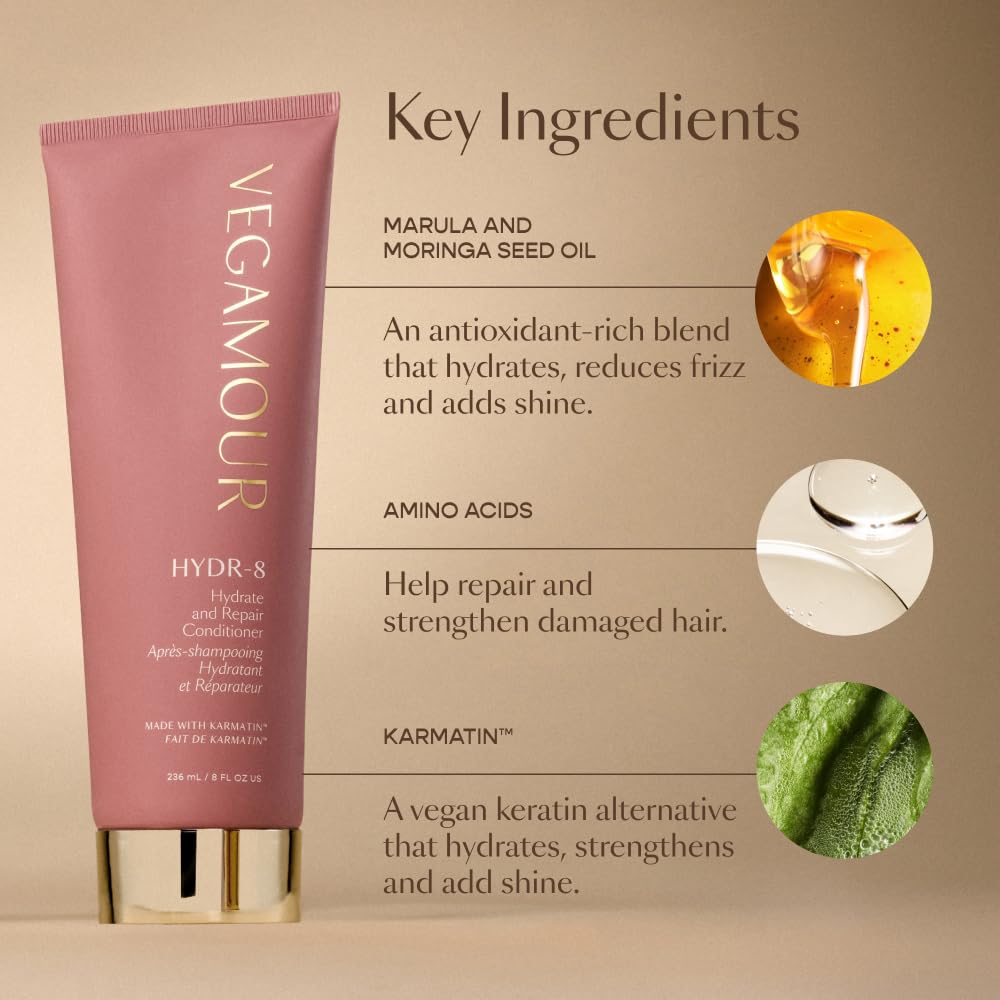 VEGAMOUR HYDR-8 Hydrate and Repair Shampoo and Conditioner Kit | Cleanses and Strengthens Dry, Damaged Hair with Amino Acids and Karmatin™ | Clean, Vegan, Cruelty-Free, Clinically Proven, Color Safe VEGAMOURBuy Supplements Australia