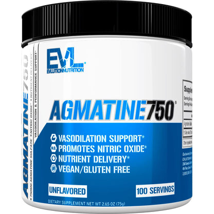 Evlution Agmatine Sulfate Nitric Oxide Powder Nutrition High Strength Agmatine Sulfate
