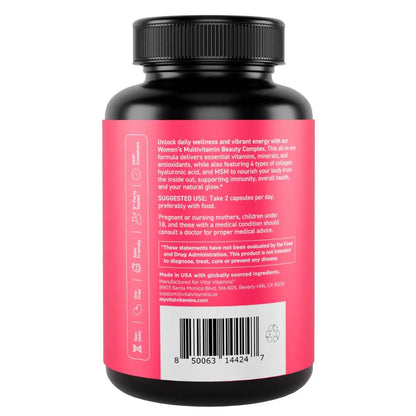 Vital Vitamins Women's Multivitamin Complex - Made with Multi-Collagen Blend, Hyaluronic Acid, & MSM - Beauty Multivitamins - with Vitamin A, C, E, B6, B12, D3-60 Capsules Vital Vitamins buy supplements Au
