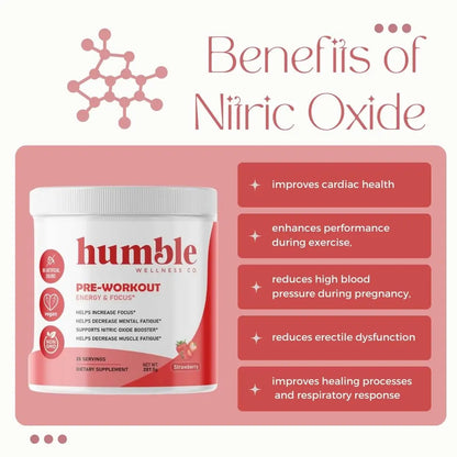 Humble Wellness Pre-Workout: Increase Focus, Decrease Mental Fatigue, Supports Nitric Humble Wellness