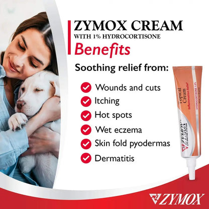 Zymox Veterinarian Strength Topical Cream with 1% Hydrocortisone for Dogs and Cats, 1oz Zymox buy supplements Au