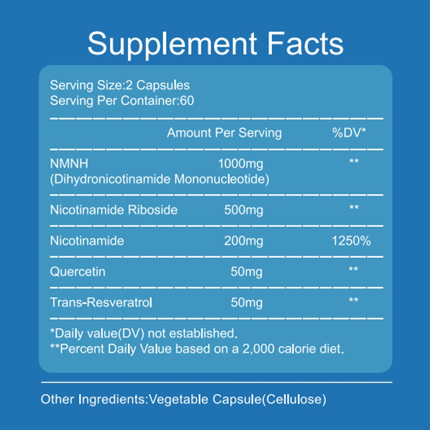 YZQ WAIDE NMNH (Dihydronicotinamide Mononucleotide), 1000mg NMNH Supplement to Boost NAD+ Levels Resveratrol Supplement with Quercetin for Energy, Aging, Non-GMO, Gluten Free, 120 Capsules YZQ WAIDEBuy Supplements Australia