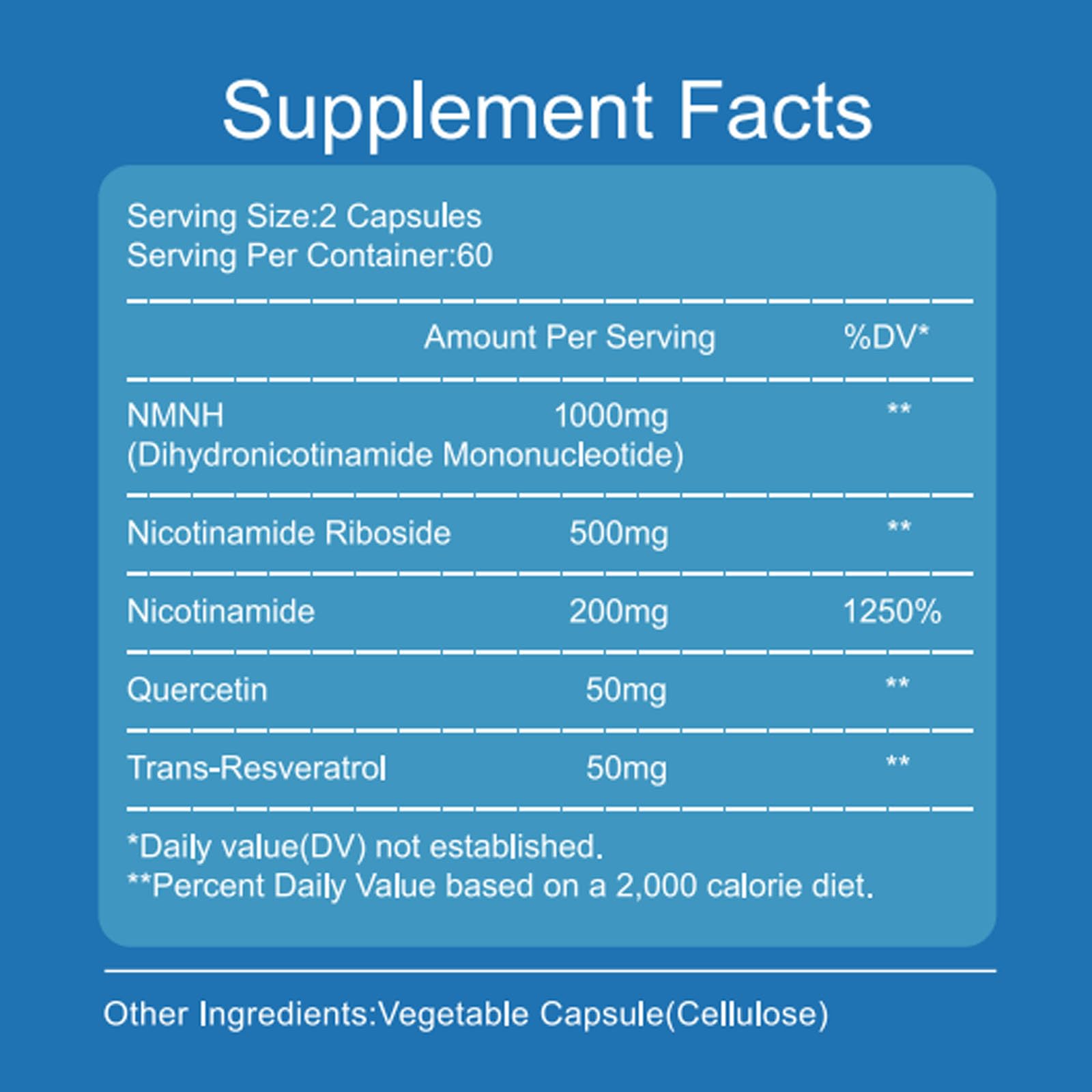 YZQ WAIDE NMNH (Dihydronicotinamide Mononucleotide), 1000mg NMNH Supplement to Boost NAD+ Levels Resveratrol Supplement with Quercetin for Energy, Aging, Non-GMO, Gluten Free, 120 Capsules YZQ WAIDEBuy Supplements Australia