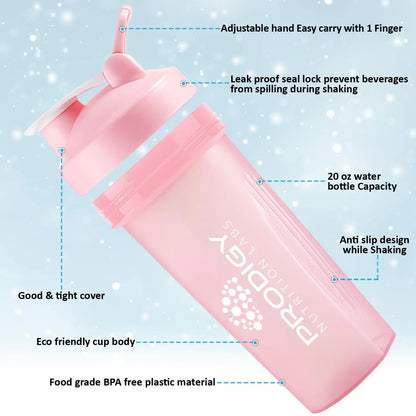 Protein Shaker 20oz Large Shaker Bottle Perfect for Workout Supplements, Protein powder Prodigy Nutrition Labs