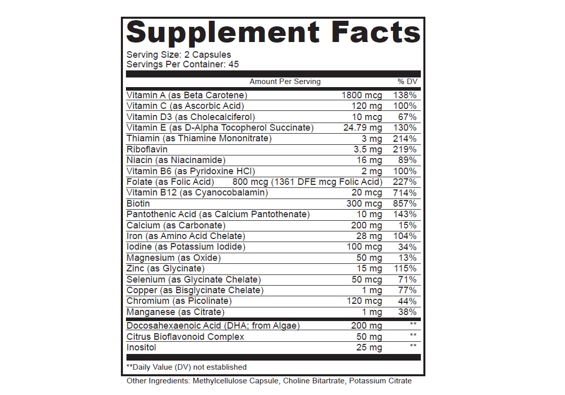 VitaVive Nutritions Prenatal Multivitamins – 90 Capsules – Vitamins and Minerals VitaVive Nutritions