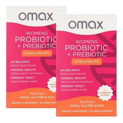 2 Pack Omax Prebiotics & Probiotics for Women, pH Balance, Vaginal Health, Urinary Tract, Yeast Omax3