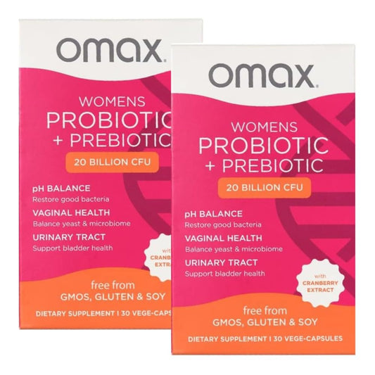 2 Pack Omax Prebiotics & Probiotics for Women, pH Balance, Vaginal Health, Urinary Tract, Yeast Omax3