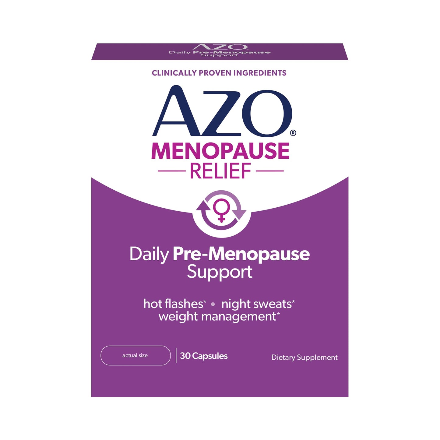 AZO® Daily Pre-Menopause Relief Perimenopause Supplements for Women, Hot Flash, Night Sweat and Healthy Weight Management Support* - 30 Count AZOBuy Supplements Australia