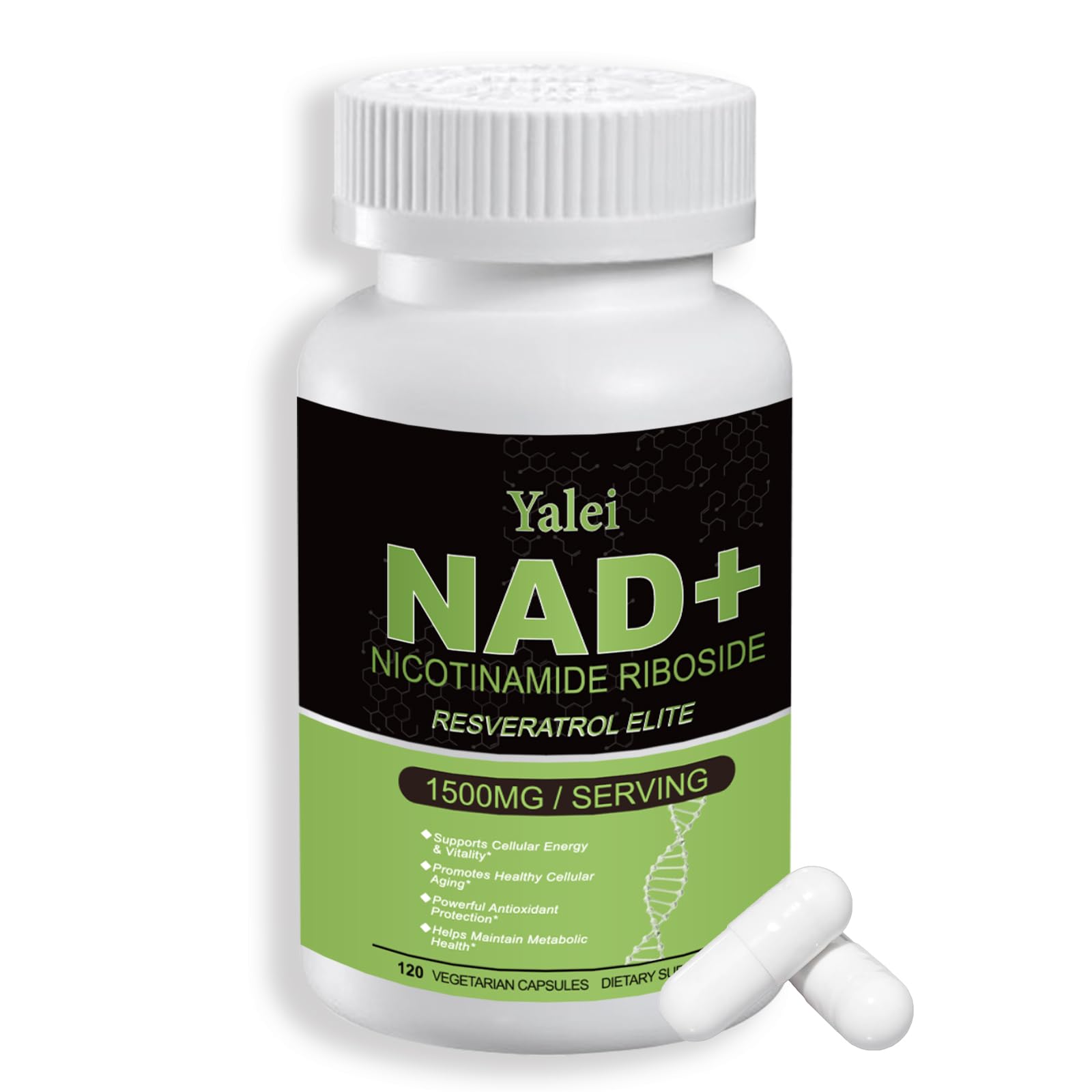 Yalei NAD Resveratrol Supplement 1500mg,120 Veggie Capsules | Liposomal NAD Plus Boosting | Support Cellular Health, Stamina & Healthy Aging for Women & Men | Non-GMO YaleiBuy Supplements Australia