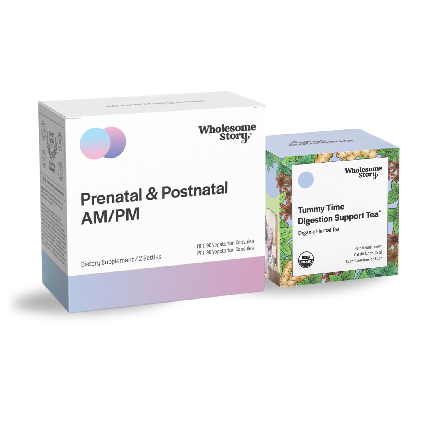 Pregnancy Bundle: Premium Bioavailable Prenatal & Postnatal Vitamins for Women with DHA, Folate & Iron Wholesome Story
