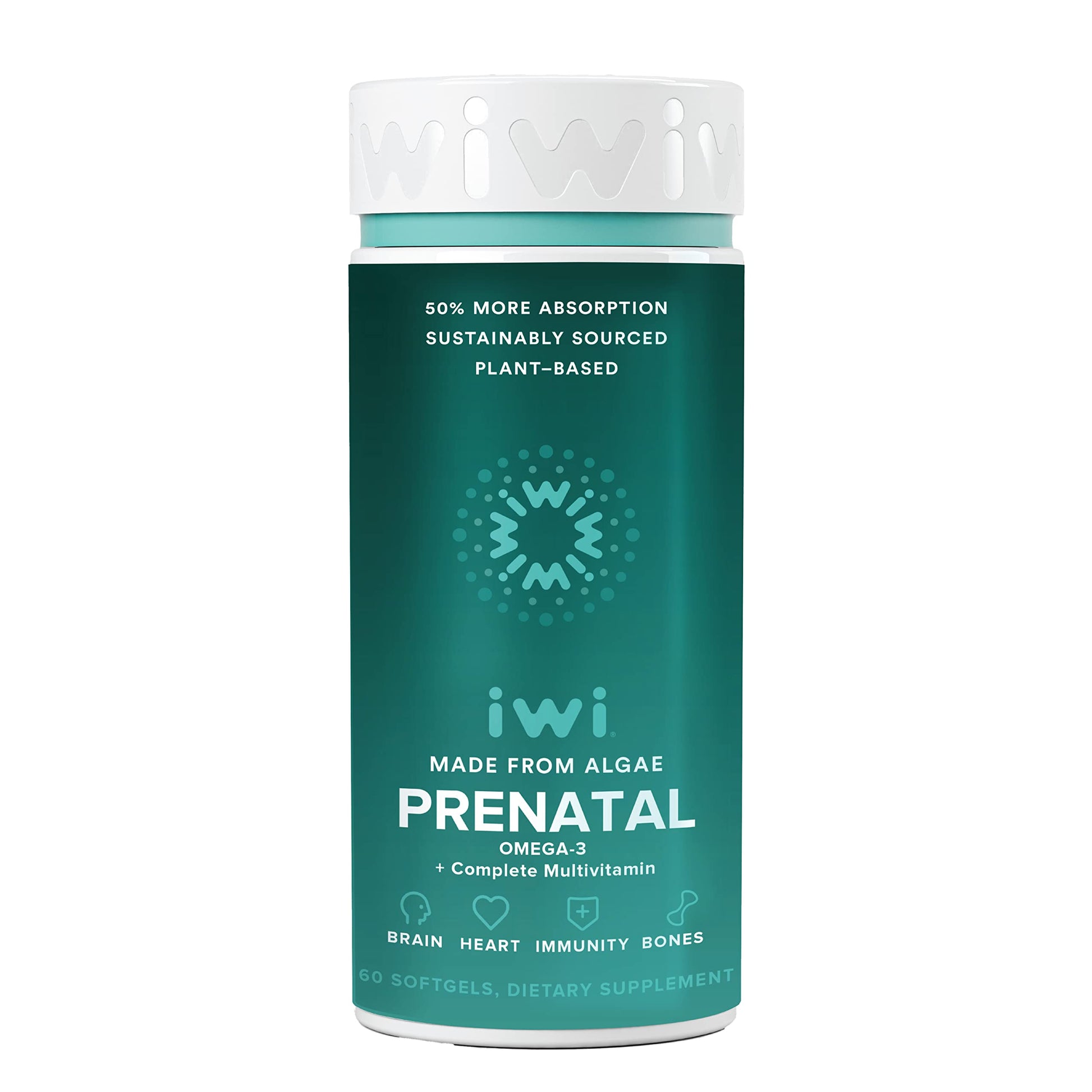 Iwi Life Prenatal Multivitamin, 60 Softgels (30 Servings), Vegan, Plant-Based Algae Omega 3 Iwi
