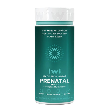 Iwi Life Prenatal Multivitamin, 60 Softgels (30 Servings), Vegan, Plant-Based Algae Omega 3 Iwi