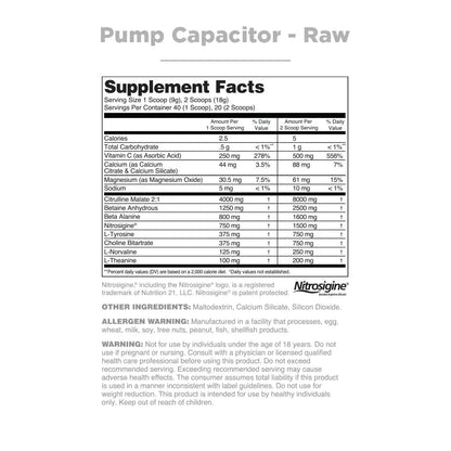 Nutrithority Pump Capacitor Non-Stimulant Sugar-Free Pre Workout for Men & Women Nutrithority