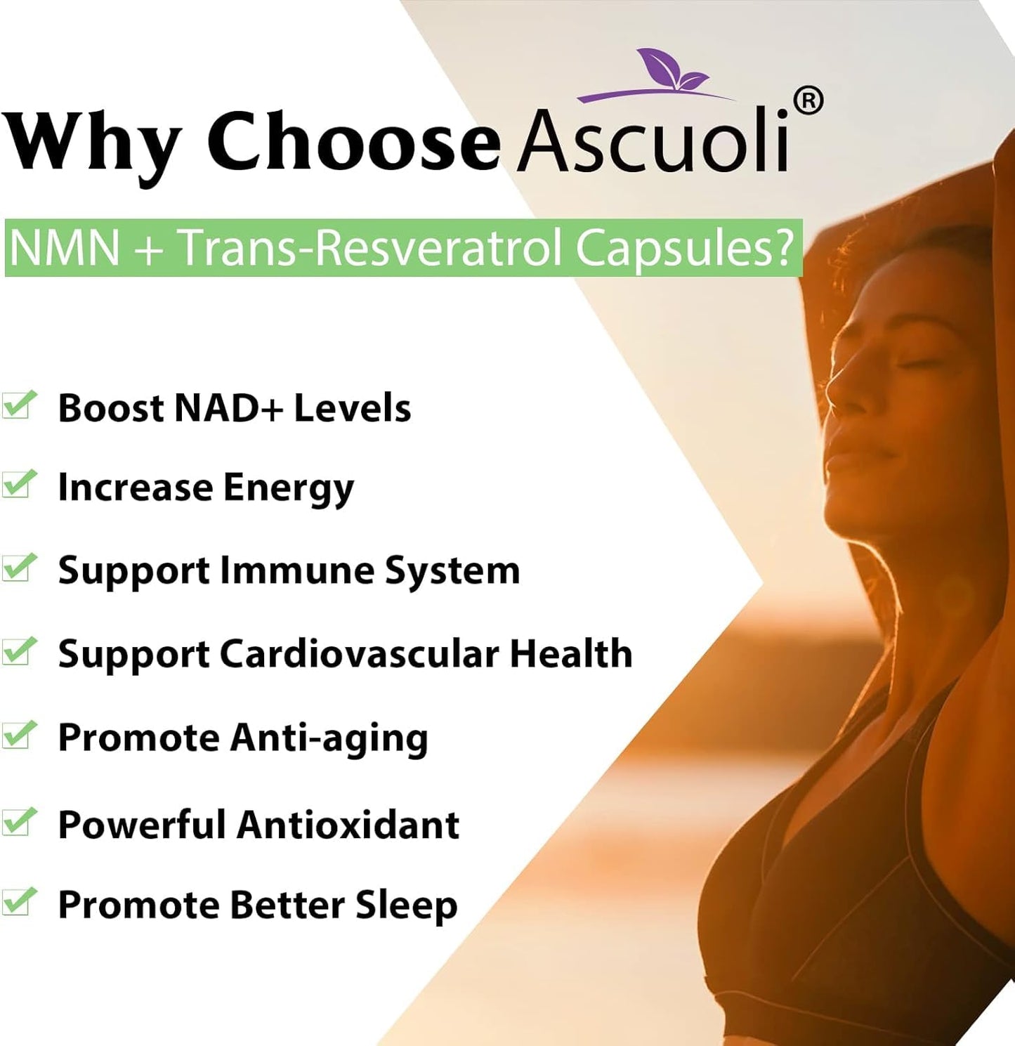 Sublingual NMN 500mg + Trans-Resveratrol 400mg, 3-in-1 Advanced Formula 99% Pure NMN Resveratrol Supplement for Boost* NAD, Cell, Immune, Energy & Muscle, Anti-Aging, 120 Lozenges, 120-Day Supply AscuoliBuy Supplements Australia
