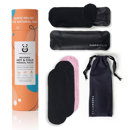 Pandabelle Hot & Cold Reusable Perineal Ice Pack with 4 Washable Cotton Sleeves & Carry Bag for Postpartum Perineal Pain, Hemorrhoids, C-Section Scar, Breastfeeding, Post-Waxing Hair Removal & More PANDABELLEBuy Supplements Australia