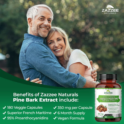 Zazzee Extra Strength French Maritime Pine Bark Extract, 350 mg Per Capsule Zazzee