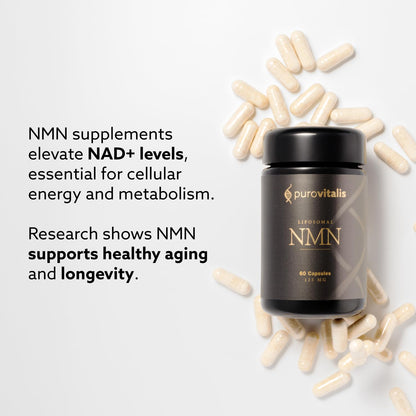 PUROVITALIS Liposomal NMN, 250mg Longevir Nicotinamide Mononucleotide Supplement, NAD+ Boost for Cellular Health, Energy & Healthy Aging, 1-Month Supply (60 Vegan Capsules) PUROVITALISBuy Supplements Australia