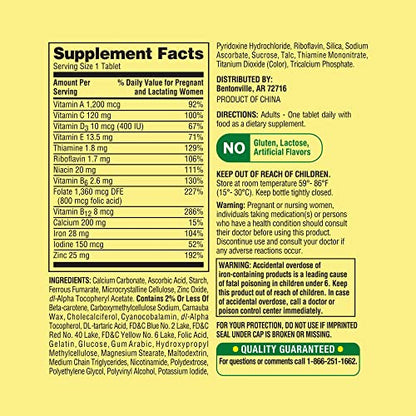 Spring Valley Prenatal Multivitamin - 100 Tablets of Essential Nutrients for You and Your Growing Baby LUAL