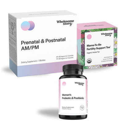 Wholesome Story Her Basic Baby Making Bundle: Premium Bioavailable Prenatal & Postnatal Vitamins Wholesome Story