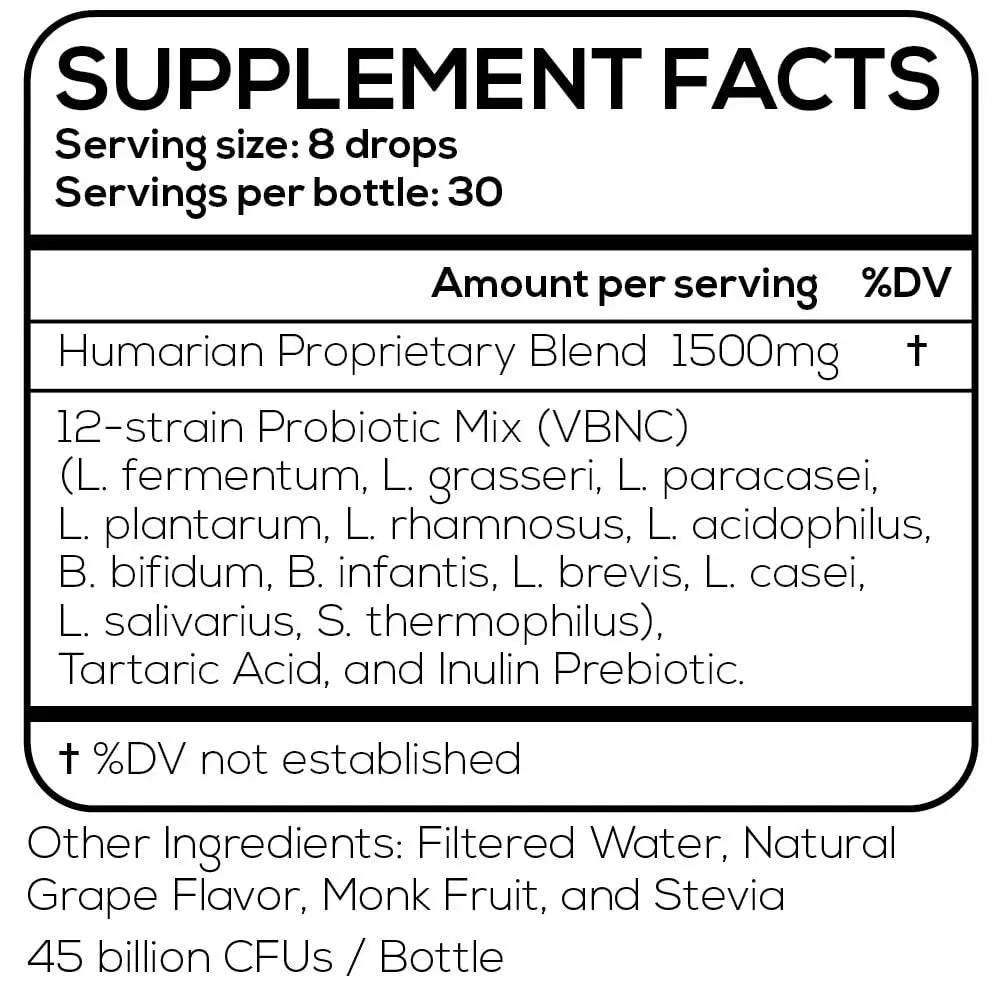 Probonix Humarian Liquid Probiotics for Women - 12-Strain Probiotic Drops to Fortify Women’s Gut Health, Vaginal Health, Immunity and Overall Wellness Probonix