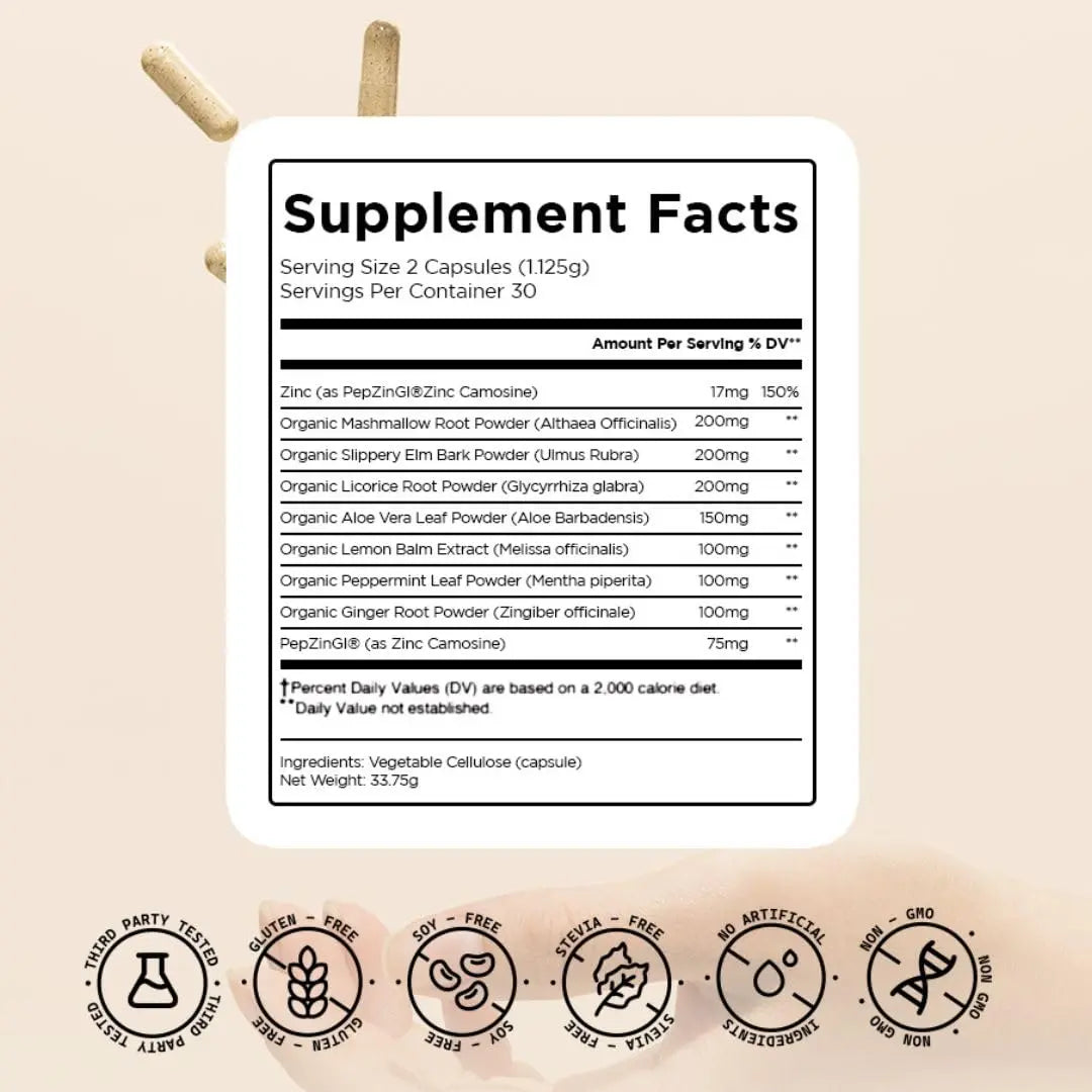 HOLISS Daily Gut Health Capsules – 8-in-1 All Natural Supplement, Lemon Balm, Bloat & Gas Relief, GI Lining Repair, HOLISS