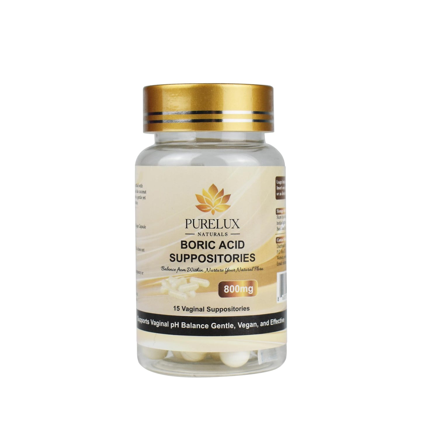 PureLux Boric Acid Feminine Wellness Support 800mg Size 000 30 Count Fragrance-Free Personal Care Formula PureLux NaturalsBuy Supplements Australia