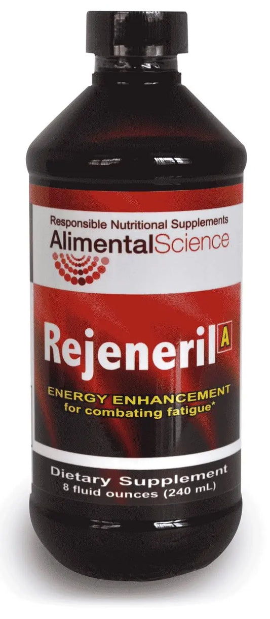 Bottle of Alimental Science Rejeneril A dietary supplement on a white background