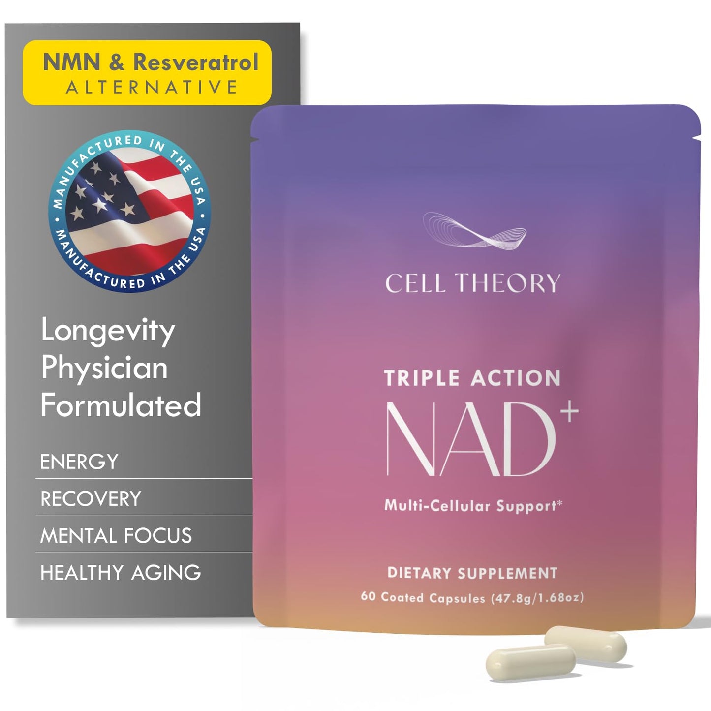 Cell Theory NAD+ Supplement – Triple Action Liposomal NAD+ & NADH Formula for Cellular Energy, Mitochondrial Support, and Longevity, Developed by Dr. Halland, 60 Capsules (30-Day Supply) Cell TheoryBuy Supplements Australia