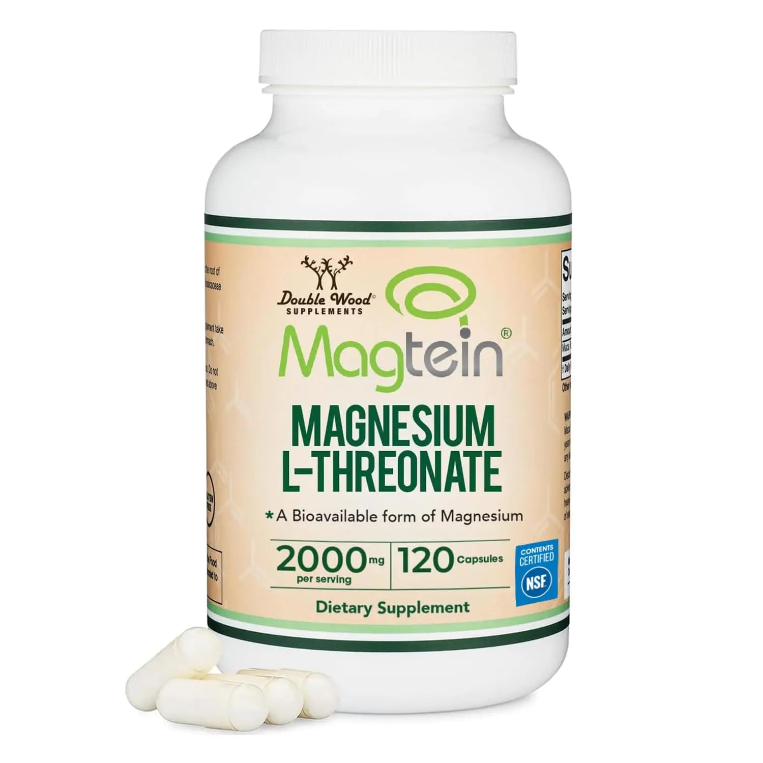 Magnesium L Threonate, Magtein - NSF Certified - Sleep and Cognitive Support – High Absorption Double Wood Supplements