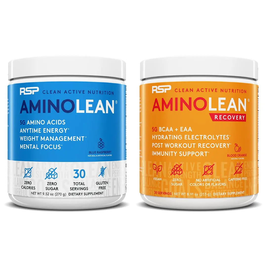 RSP NUTRITION AminoLean Pre Workout Energy (Blue Raspberry 30 Servings) with AminoLean RSP NUTRITION