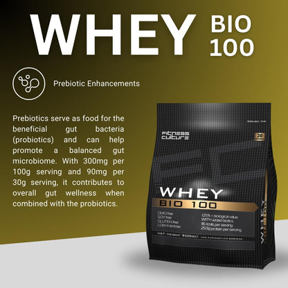 Fitness Culture Whey Bio 100 Whey Protein Powder with Pre and Pro Biotics Raspberry Flavour My Store
