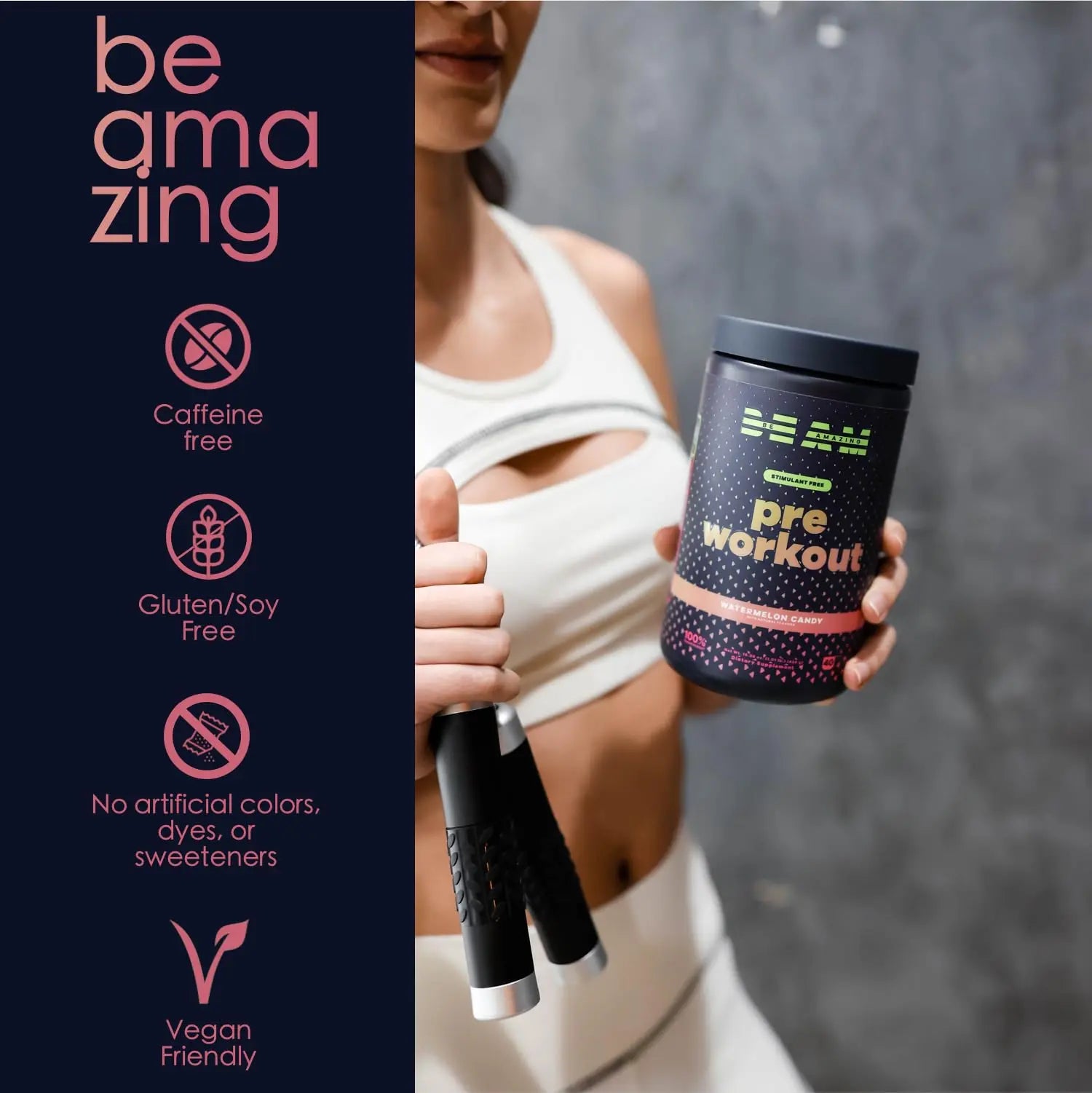BEAM Be Amazing Vegan Stim Free Pre-Workout Powder | Energy Booster Powdered Drink BEAM