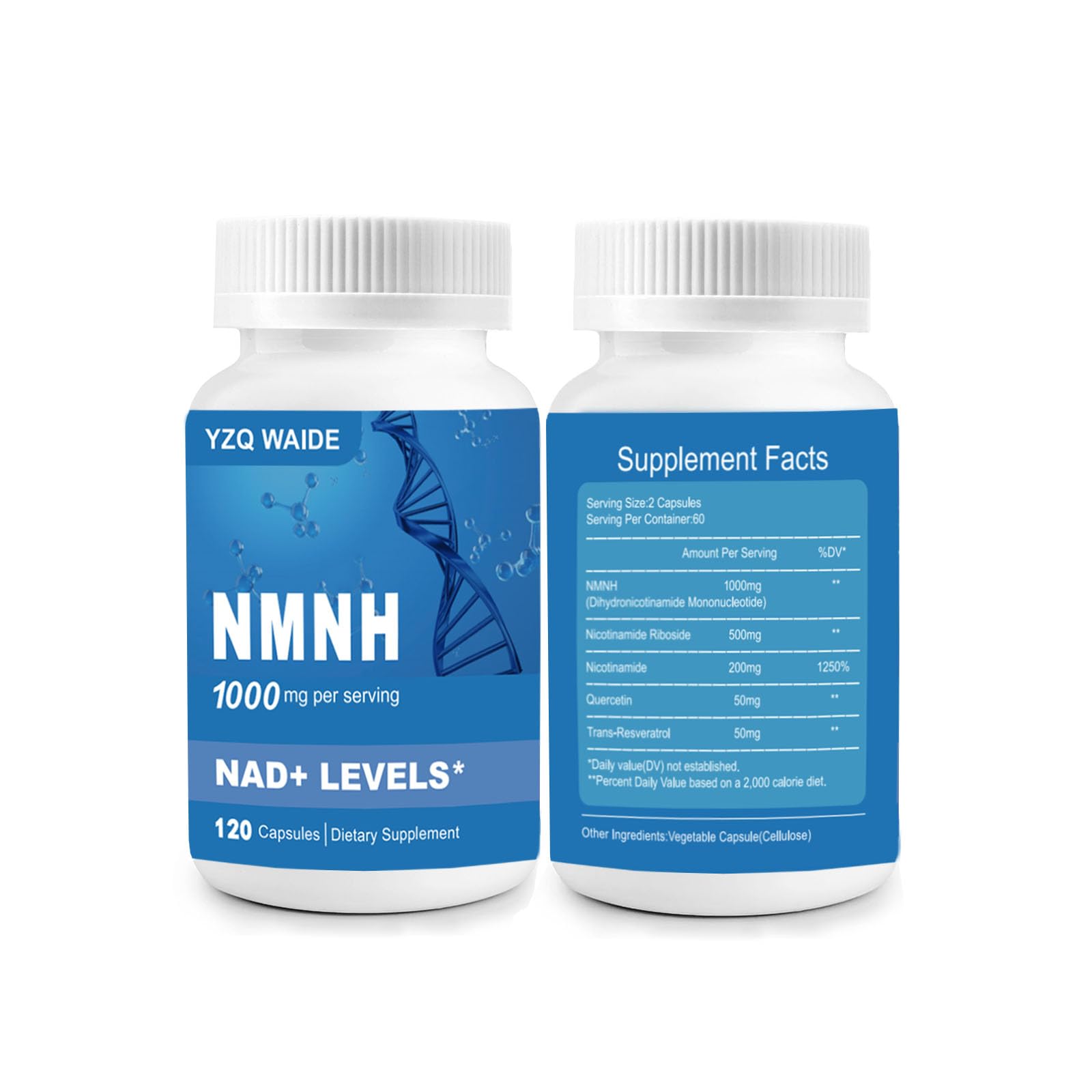 YZQ WAIDE NMNH (Dihydronicotinamide Mononucleotide), 1000mg NMNH Supplement to Boost NAD+ Levels Resveratrol Supplement with Quercetin for Energy, Aging, Non-GMO, Gluten Free, 120 Capsules YZQ WAIDEBuy Supplements Australia