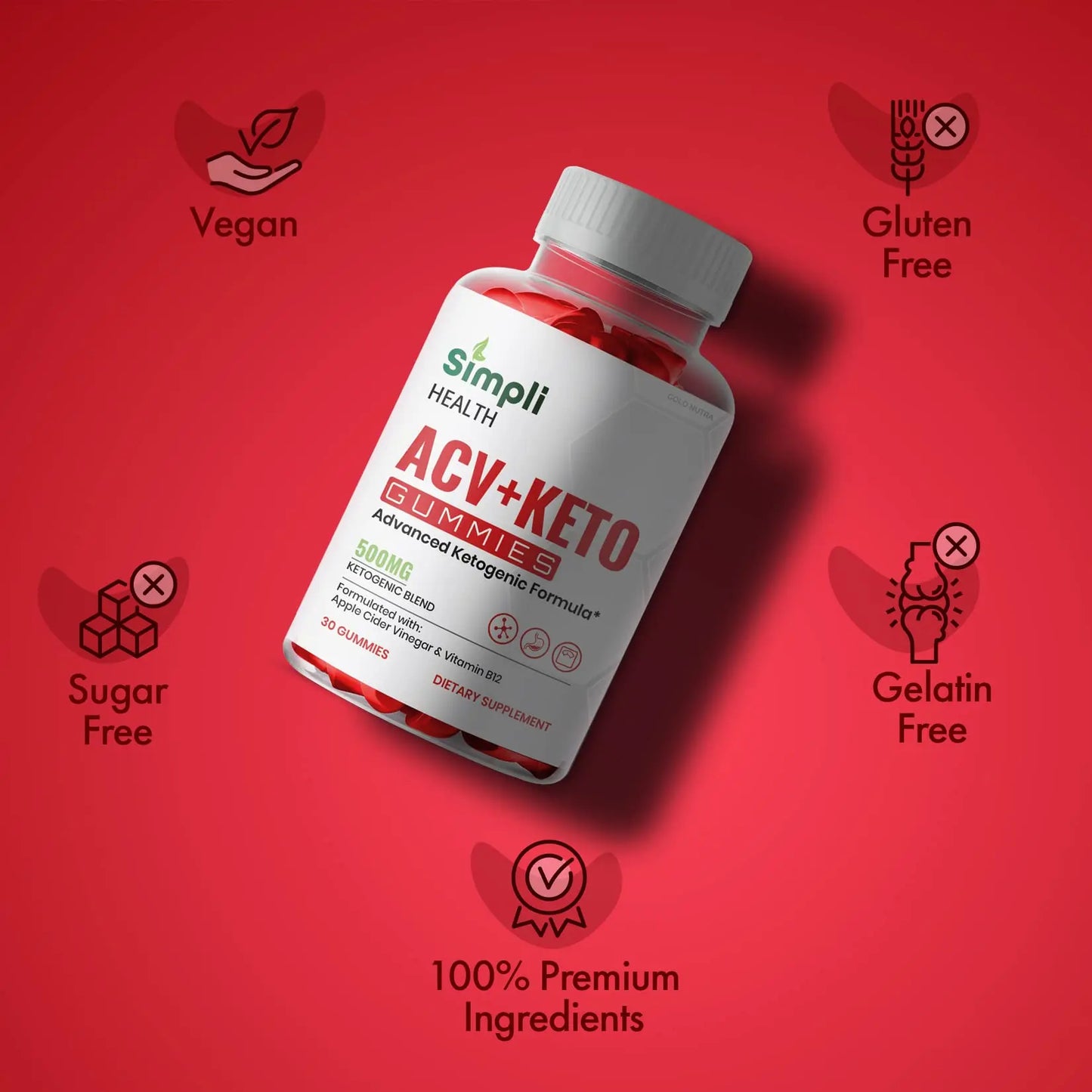 (3 Pack) Simpli Health ACV Keto Gummies, Maximum Strength Gold Nutra