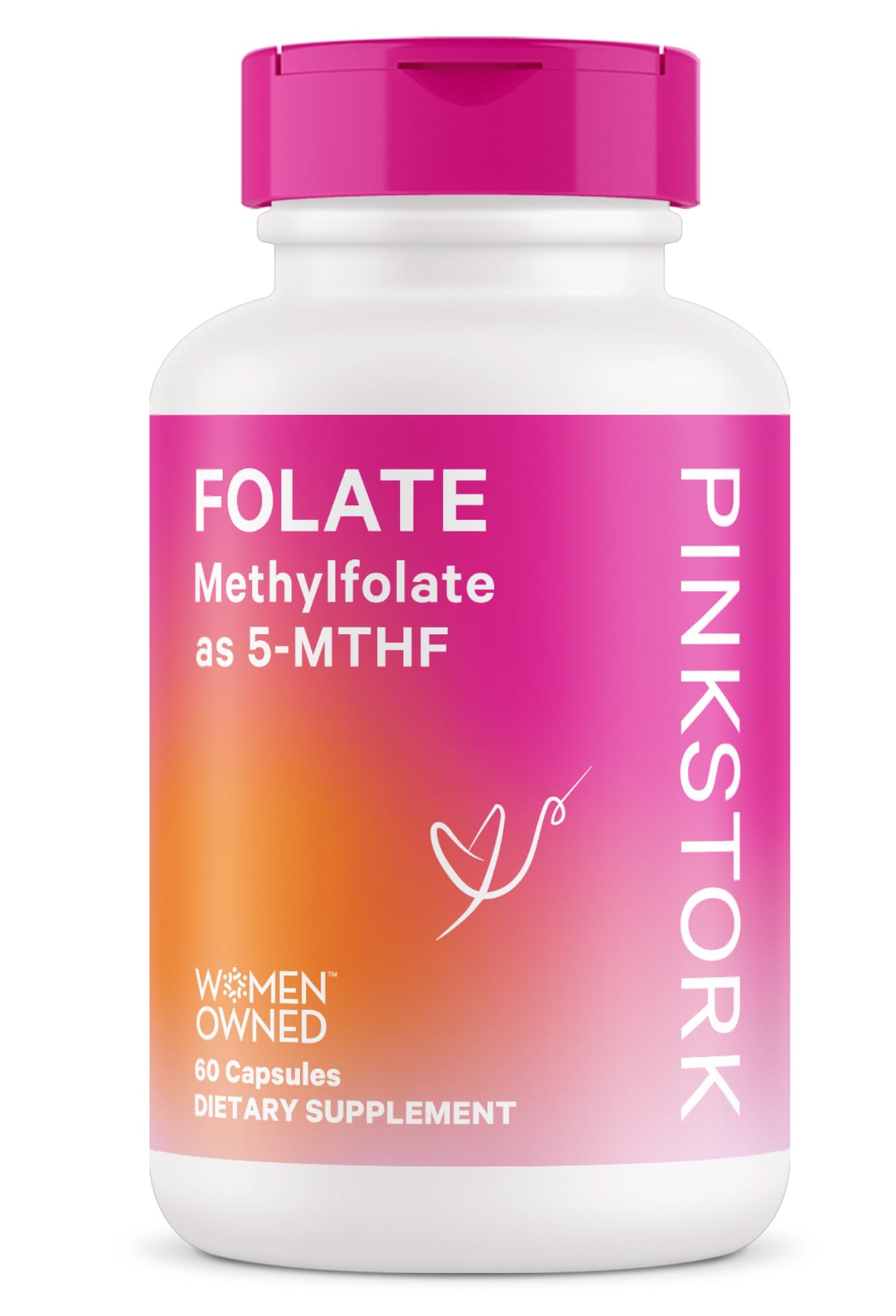 Pink Stork Folate: Methyl Folate - MTHFR Acid, Natural Form of Folic Acid for Pregnancy, Formulated Pink Stork