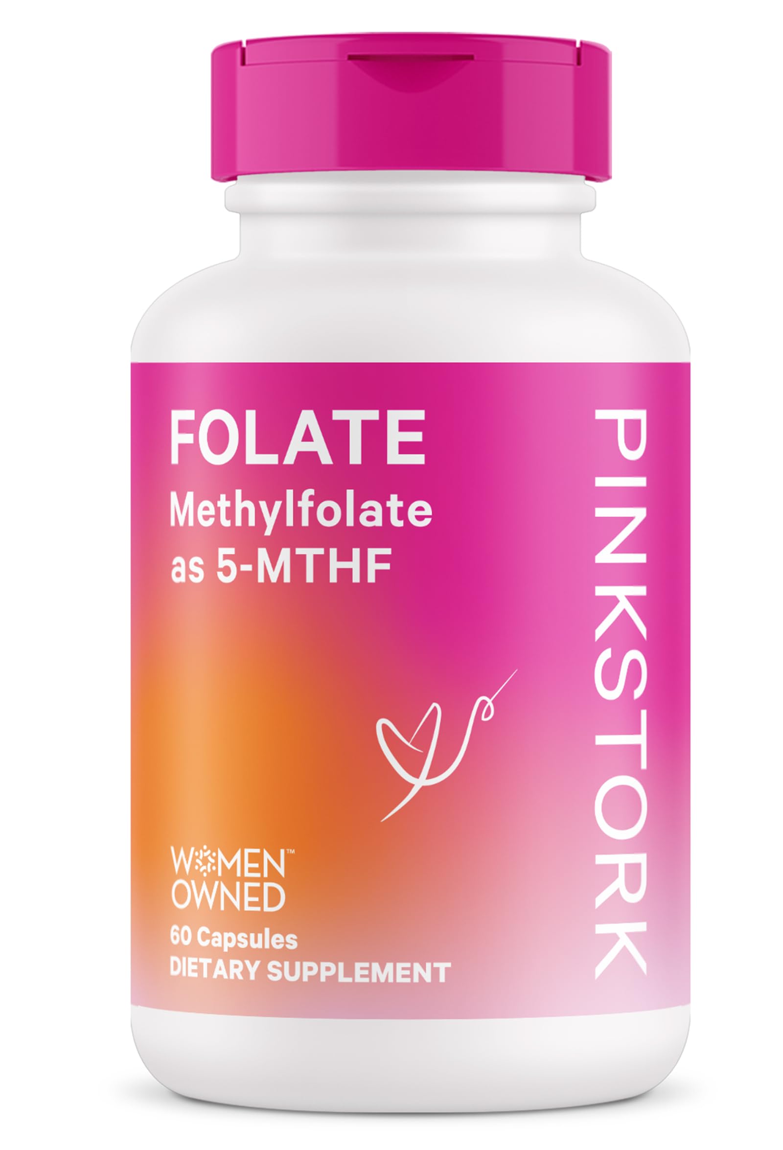 Pink Stork Folate: Methyl Folate - MTHFR Acid, Natural Form of Folic Acid for Pregnancy, Formulated Pink Stork