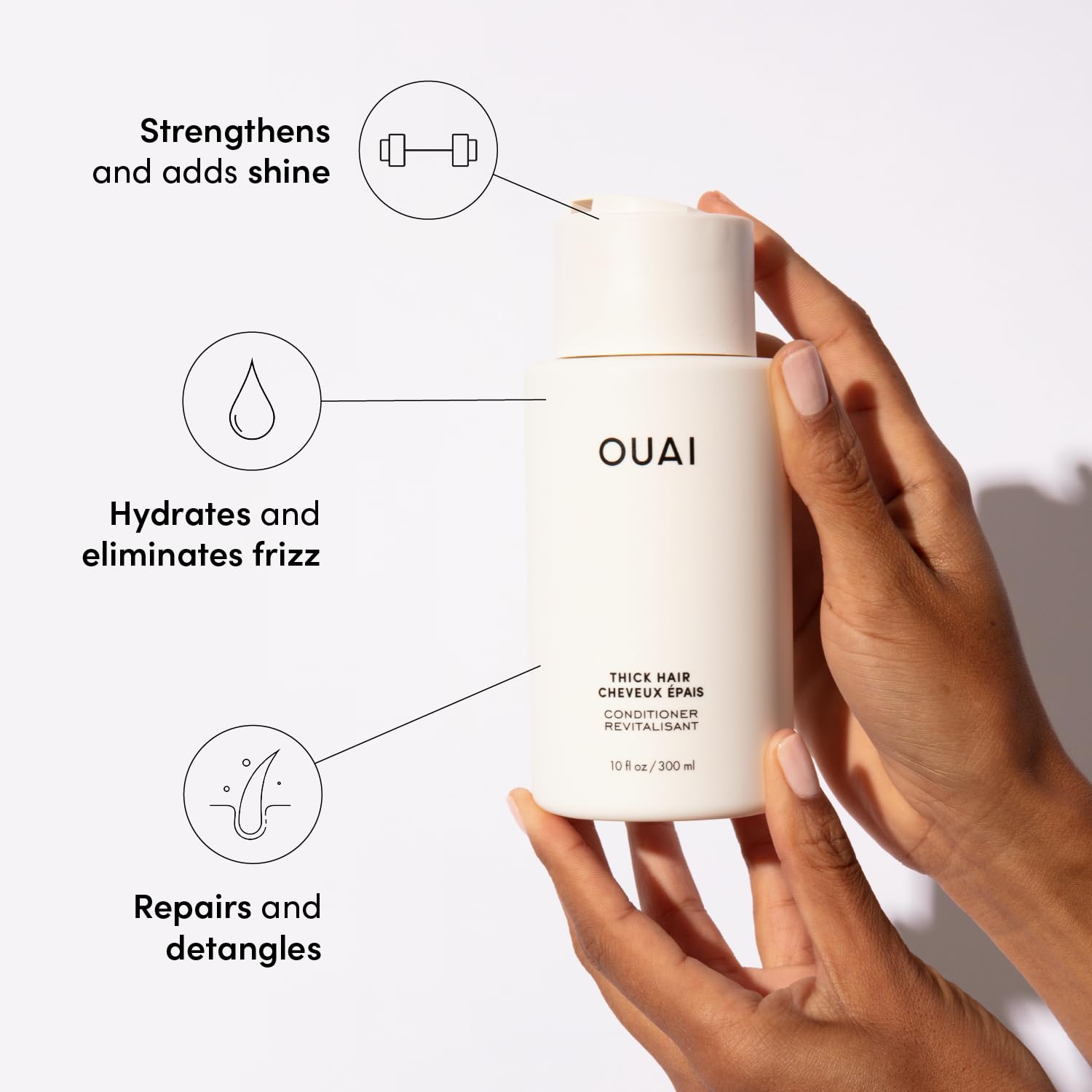 OUAI Thick Hair Shampoo and Conditioner Set - Sulfate Free Shampoo and Conditioner for Thick Hair Care - Moisturizes, Strengthens & Fights Frizz - Made with Keratin & Shea Butter (10 Fl Oz) OUAIBuy Supplements Australia