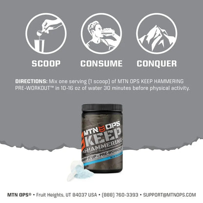 MTN OPS Pre-Workout Powder Energy Drink Keep Hammering Series by Cameron Hanes MTN OPS