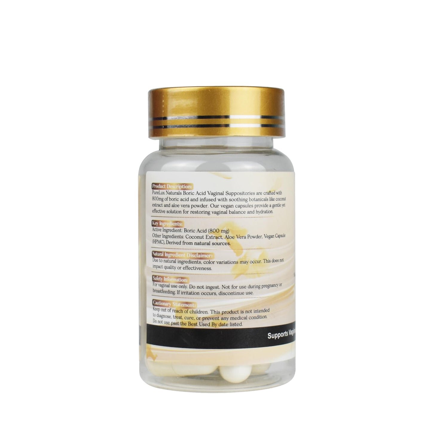 PureLux Boric Acid Feminine Wellness Support 800mg Size 000 30 Count Fragrance-Free Personal Care Formula PureLux NaturalsBuy Supplements Australia