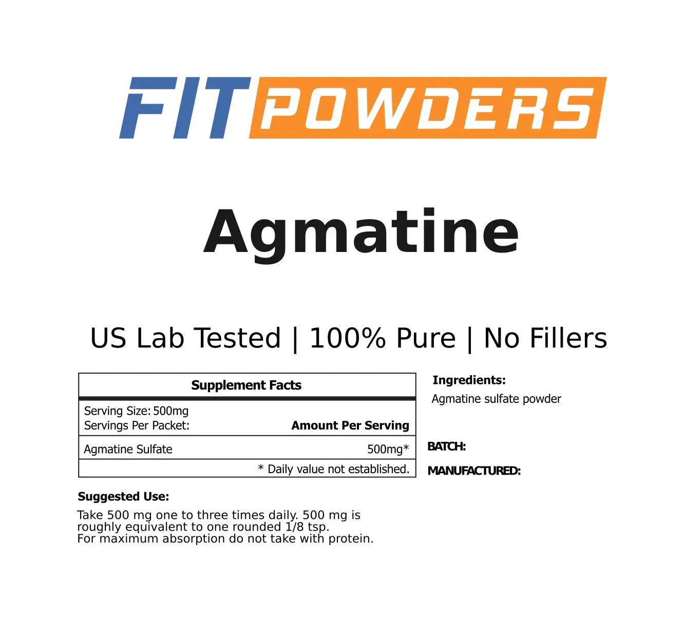 FitPowders Agmatine Sulfate Powder 250 Grams (Multiple Sizes) Strength and Pump FitPowders