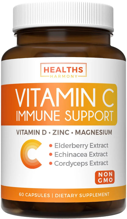 Super Greens & Vitamin C (1-Month Supply) Greens & C Synergy Bundle of Organic Super Greens Powder - Complete Superfood (60 Capsules) & & Vitamin C Immune Support (60 Vegetarian Caps)(Non-GMO) Healths Harmony buy supplements Au